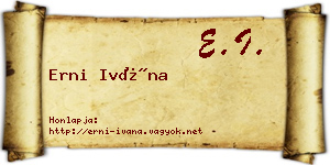 Erni Ivána névjegykártya